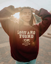Lost and Found Maroon Oversized Crewneck Sweater  