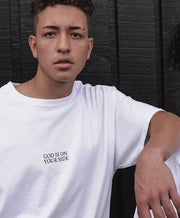 All Creations Co. God Is On Your Side White Tshirt - Christian Apparel - Christian Accessories
